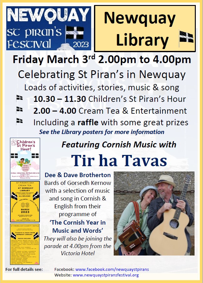 Newquay Library Programme of Events for St Piran