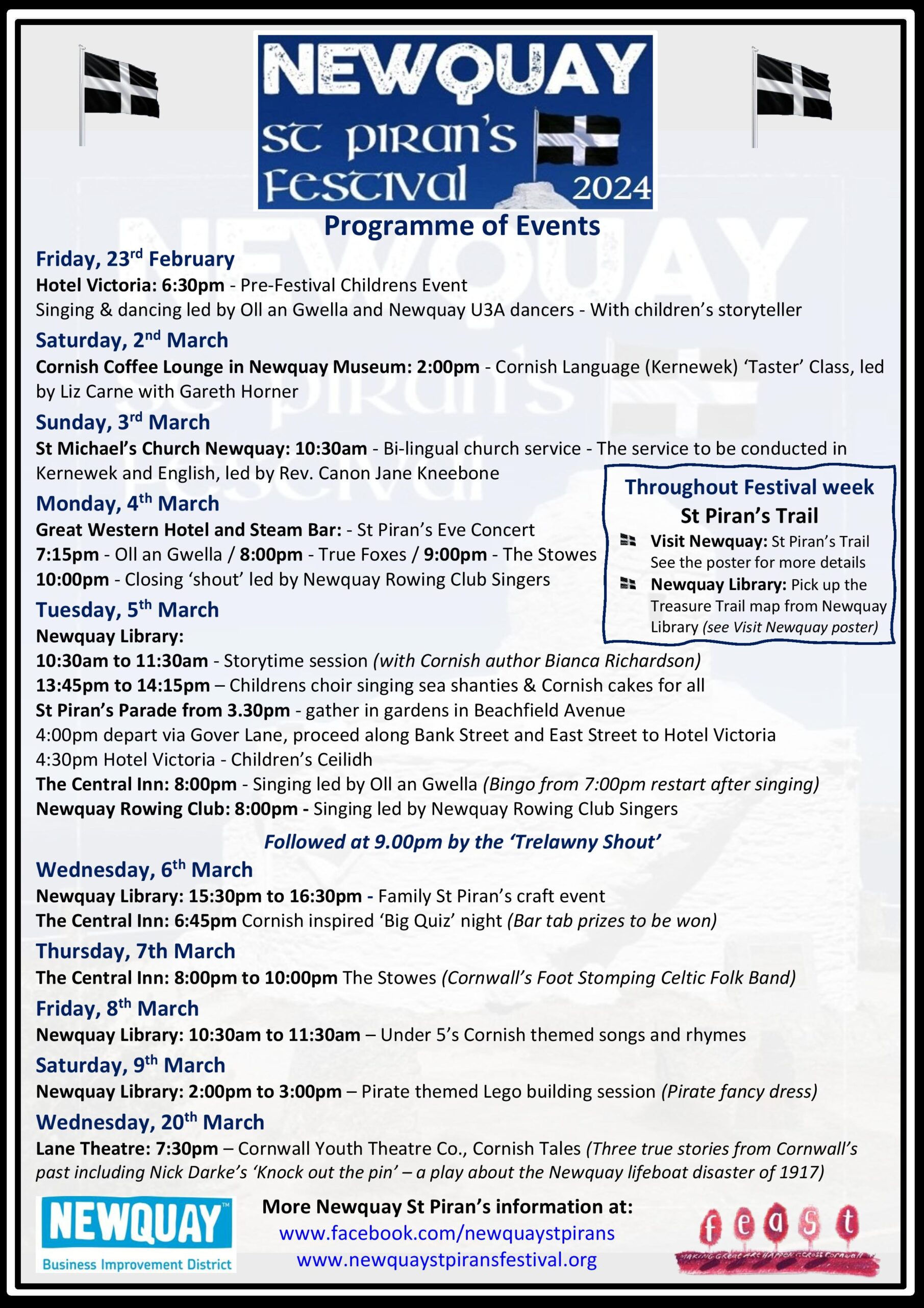 Newquay St Piran's Programme of Events 2024